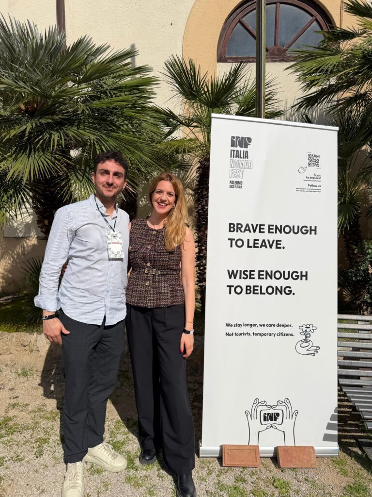 Tursi Digital Nomads organisers posing during their first day at Italia Digital Nomad Festivals.
